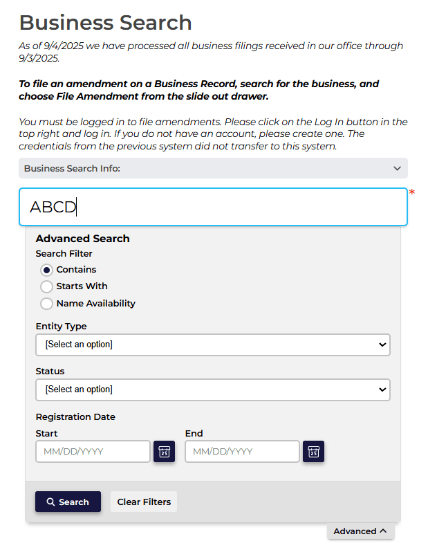 Enter search criteria