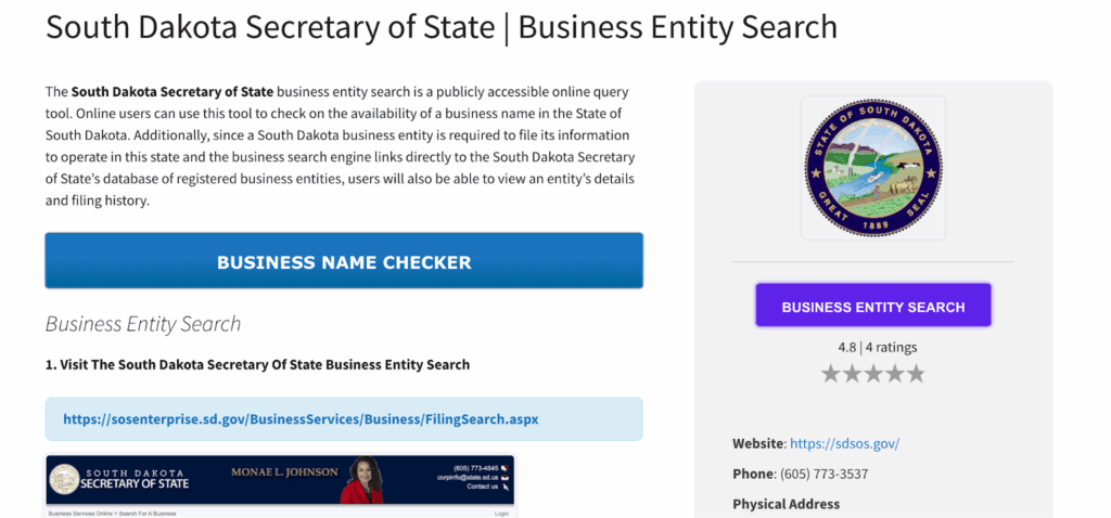 South Dakota Secretary of State Website