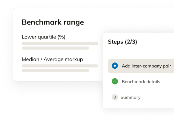 Commenda transfer pricing benchmark quartile bars and steps panel