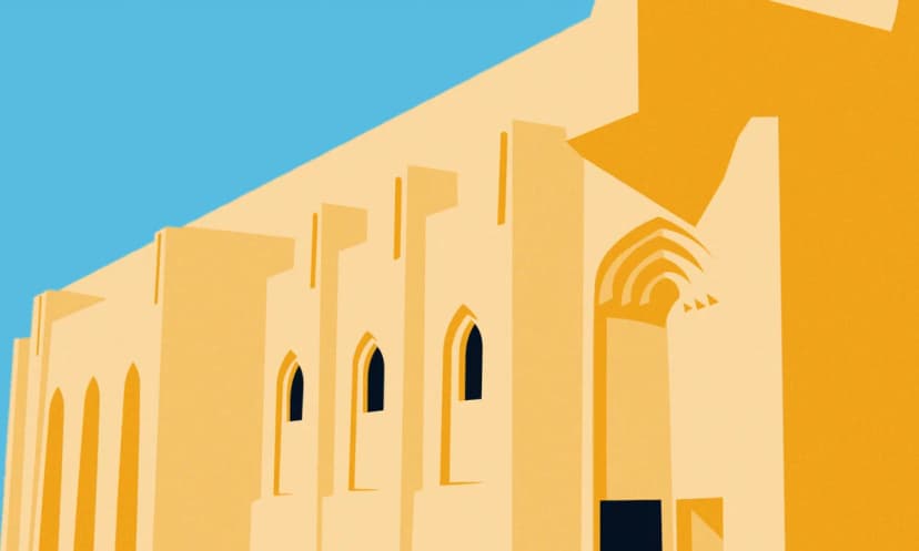 Sultan Qaboos Grand Mosque illustration representing business in Oman