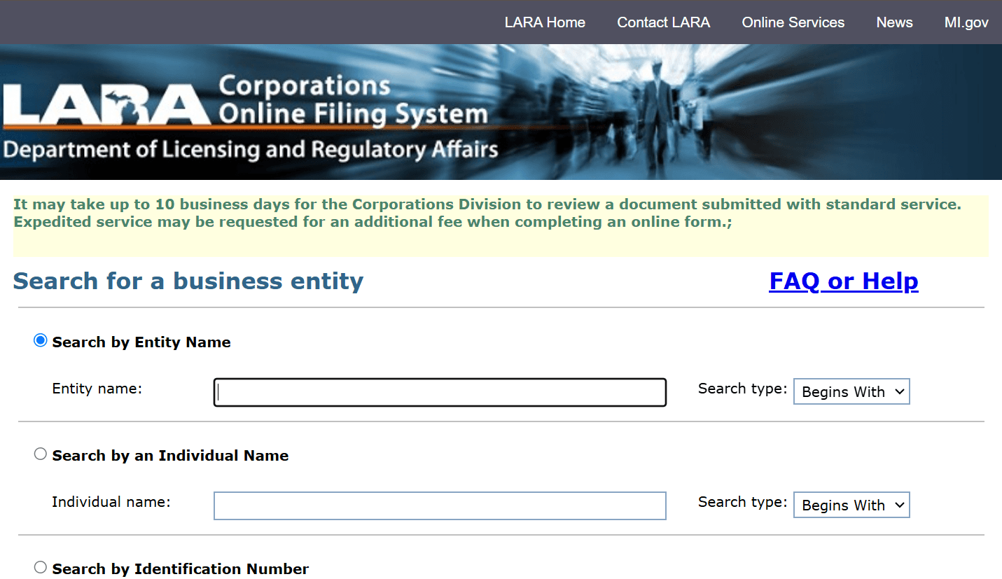 LARA Business Entity - Name