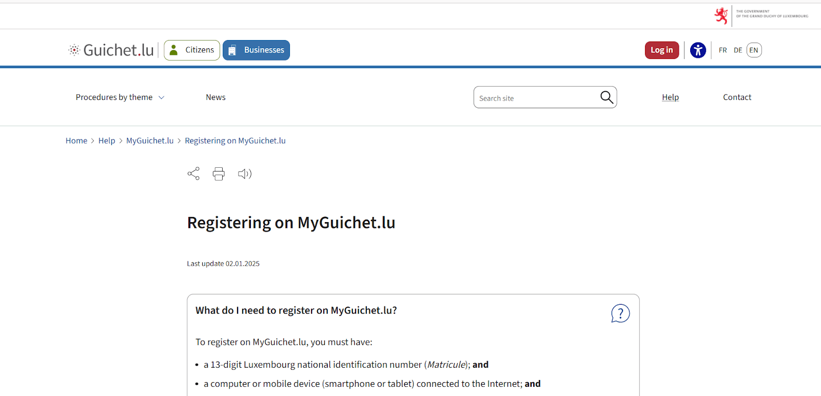 Create a government gateway account